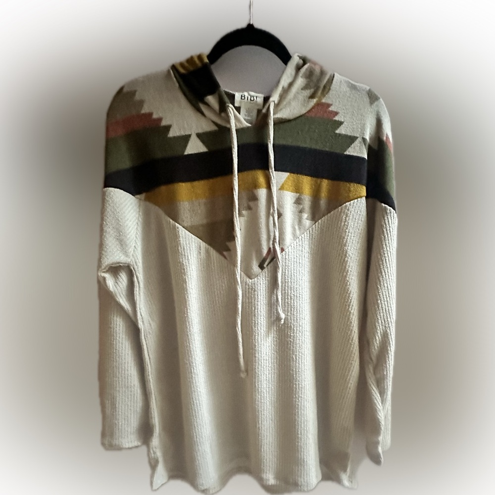 BiBi Earth Tone Aztec Knit hoodie size S